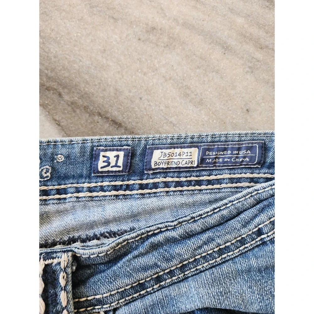 Miss Me Cut Off Bermuda Denim Shorts Medium Wash Blue Size 31